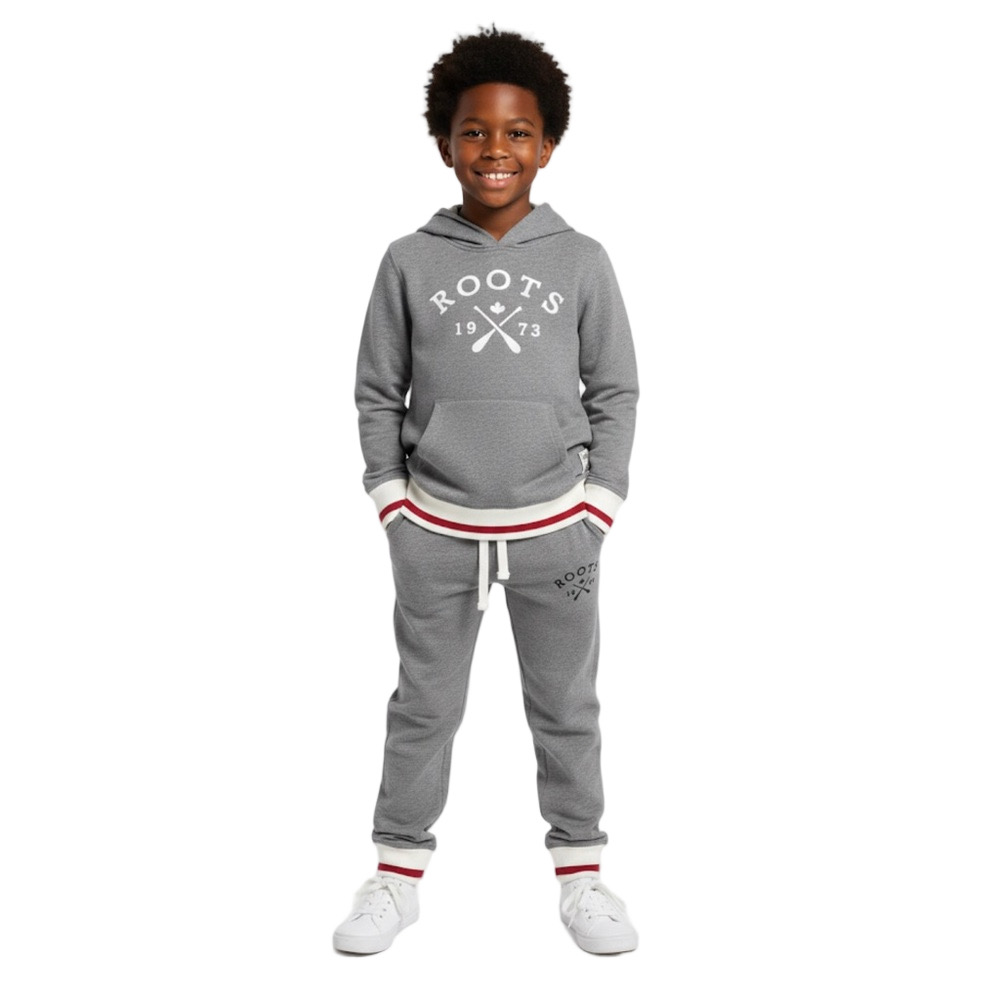 Roots Kids Cabin Gray Hoodie and Joggers Set Size 9/10 Youth Large Unisex Boy